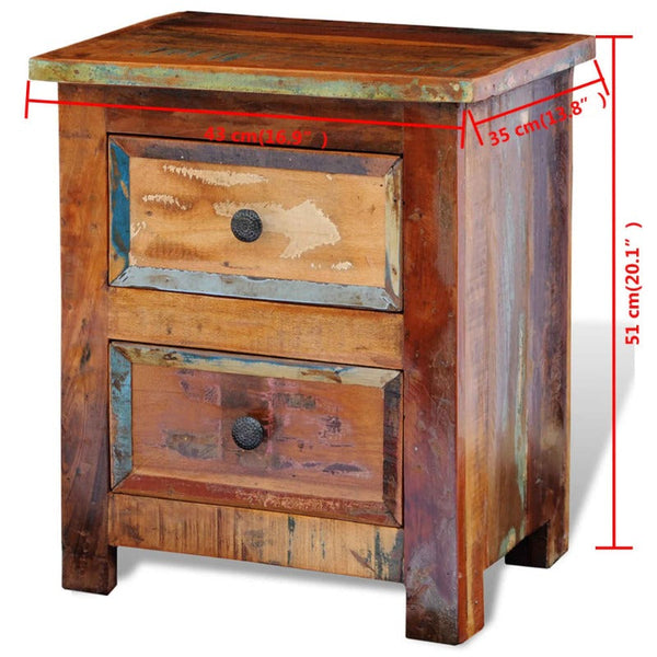 Bedside Tables Nightstand With 2 Drawers Solid Reclaimed Wood