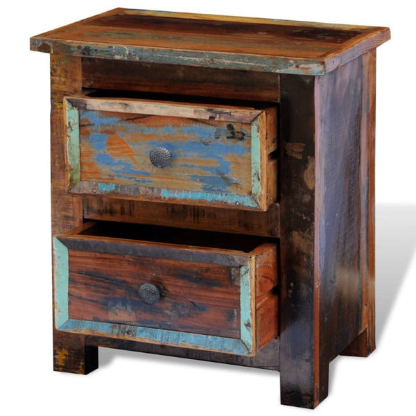 Bedside Tables Nightstand With 2 Drawers Solid Reclaimed Wood