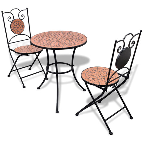 Patio Furniture Sets 3 Piece Bistro Set Ceramic Tile Terracotta