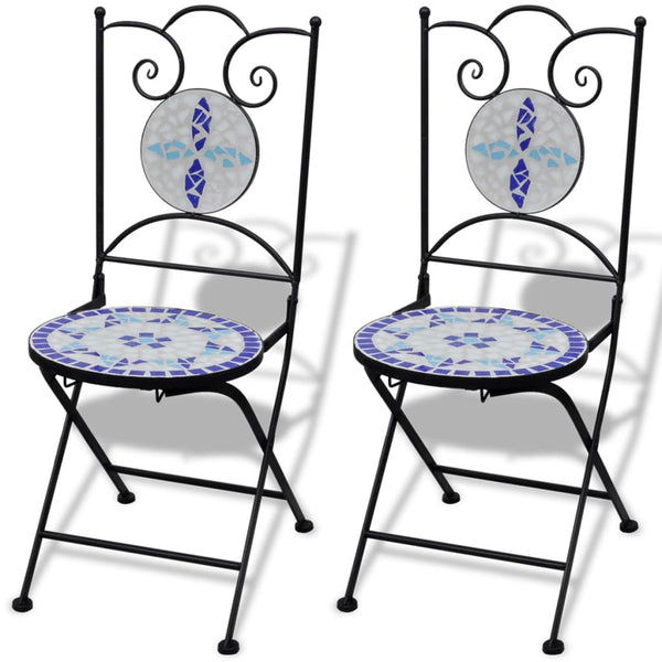 Patio Furniture Sets 3 Piece Bistro Set Ceramic Tile Blue And White