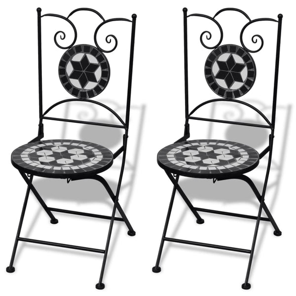 Patio Furniture Sets 3 Piece Bistro Set Ceramic Tile Black And White