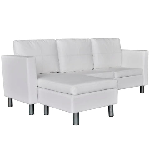 Sofas, Armchairs & Couches Sectional Sofa 3 Seater Artificial Leather White