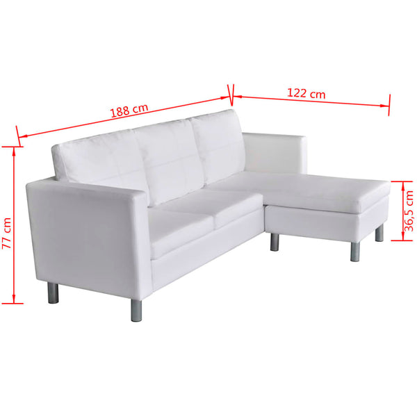 Sofas, Armchairs & Couches Sectional Sofa 3 Seater Artificial Leather White