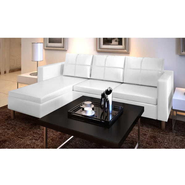 Sofas, Armchairs & Couches Sectional Sofa 3 Seater Artificial Leather White