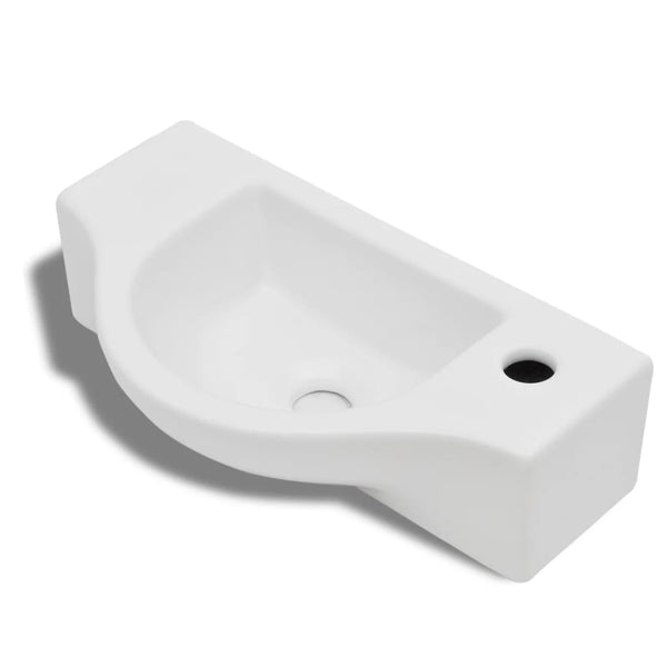 Bathroom Sinks Ceramic Bathroom Sink Basin With Faucet Hole White