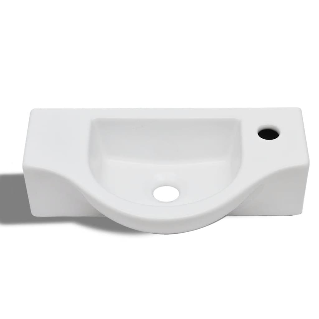 Bathroom Sinks Ceramic Bathroom Sink Basin With Faucet Hole White