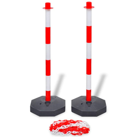 Safety Cones Posts Barriers Chain Post Set With 10 M Plastic