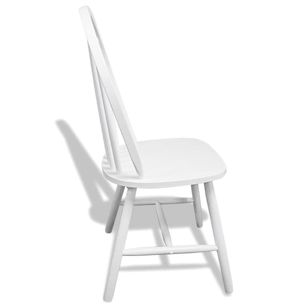 Dining Chairs 6 Pcs White Solid Rubber Wood