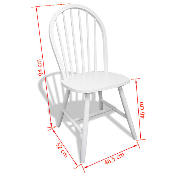 Dining Chairs 6 Pcs White Solid Rubber Wood