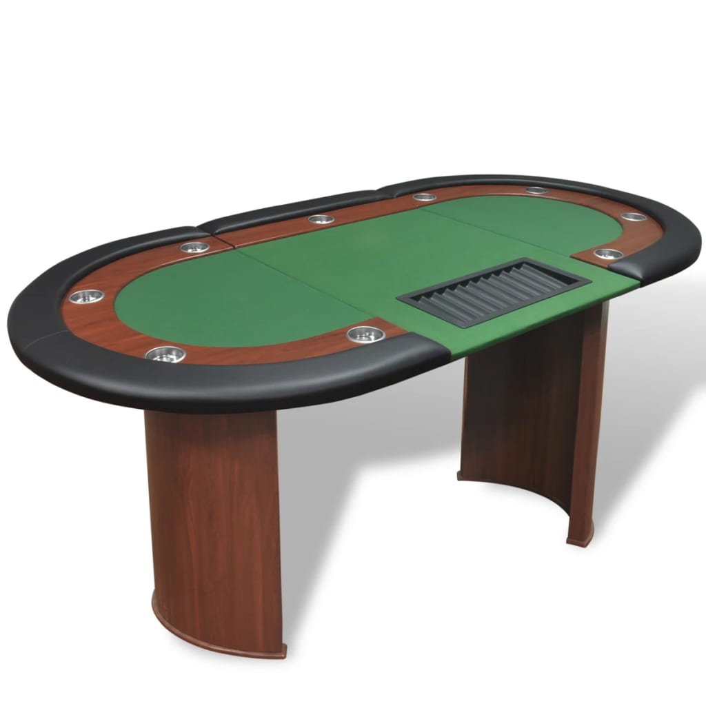 Fireplace Pokers Tools 10 Player Poker Table With Dealer Area And Chip Tray Green