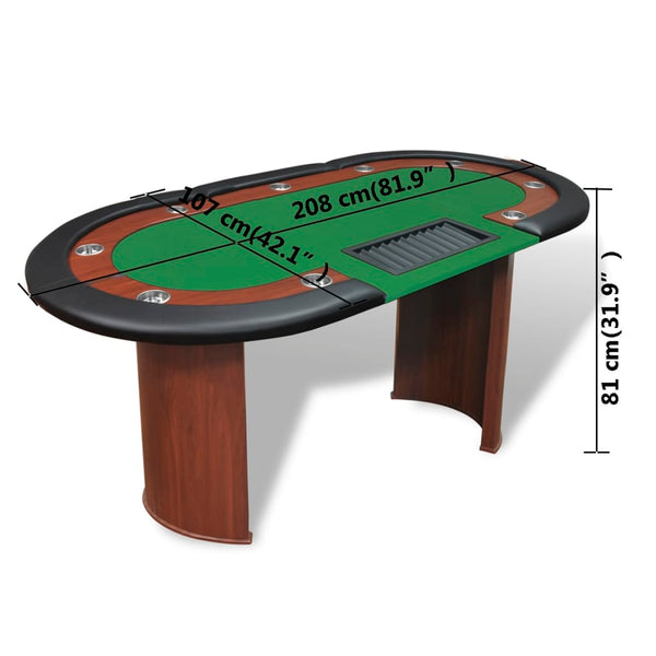 Fireplace Pokers Tools 10 Player Poker Table With Dealer Area And Chip Tray Green