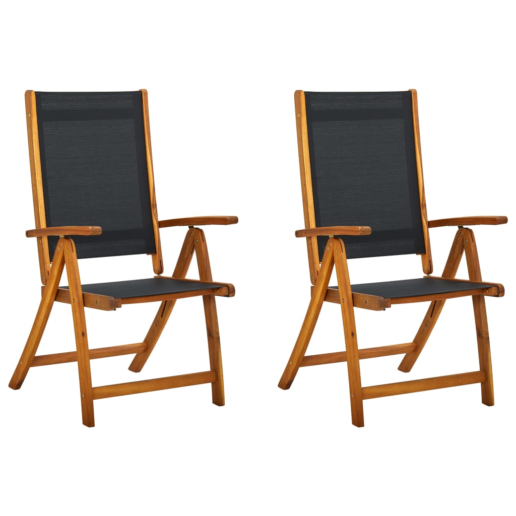 Patio Chairs Folding Garden Chairs 2 Pcs Solid Acacia Wood And Textilene