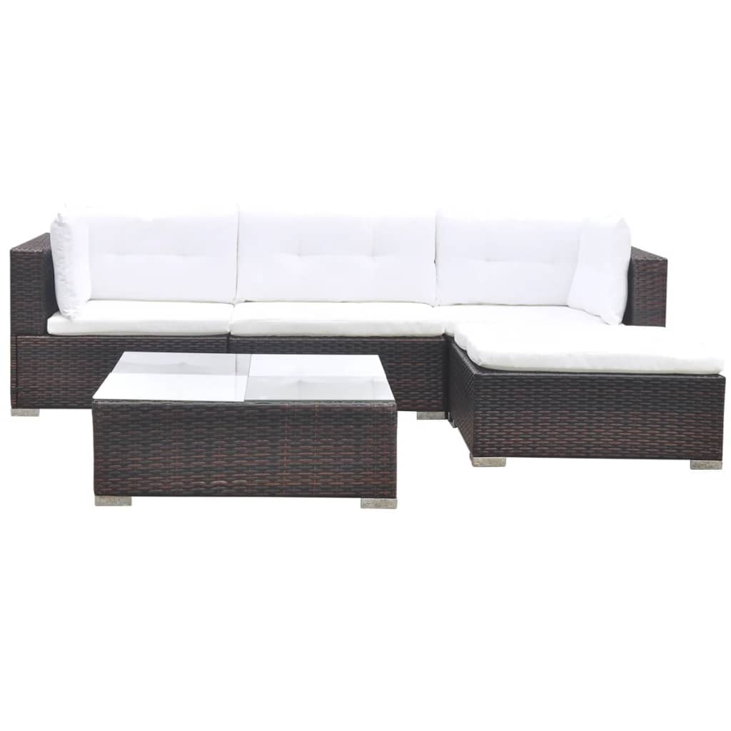 Patio Furniture Sets 5 Piece Garden Lounge Set With Cushions Poly Rattan Brown