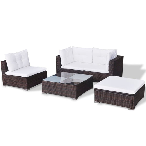 Patio Furniture Sets 5 Piece Garden Lounge Set With Cushions Poly Rattan Brown