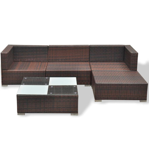 Patio Furniture Sets 5 Piece Garden Lounge Set With Cushions Poly Rattan Brown