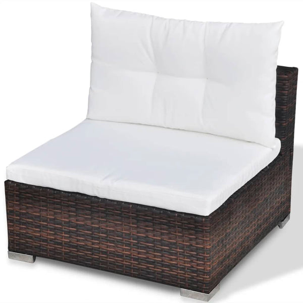 5 Piece Garden Lounge Set With Cushions Poly Rattan Brown