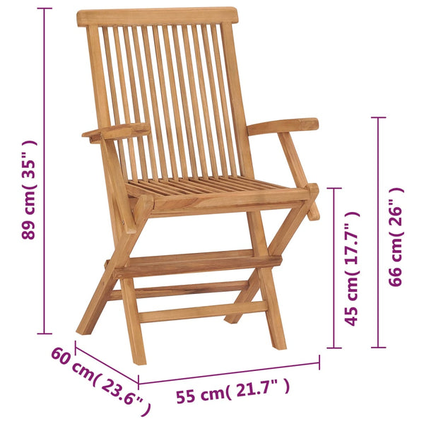 Patio Chairs Folding Garden Chairs 2 Pcs Solid Teak Wood