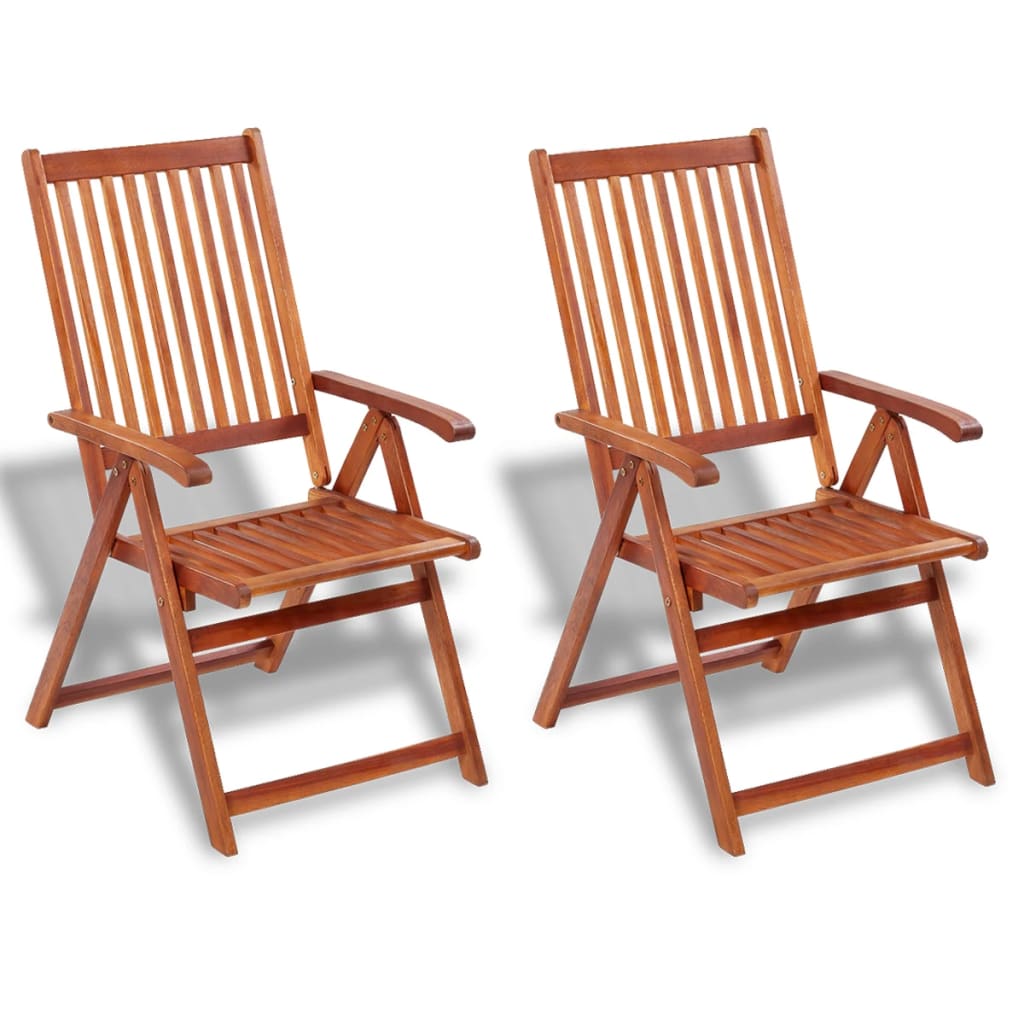 Patio Chairs Folding Garden Chairs 2 Pcs Solid Acacia Wood Brown