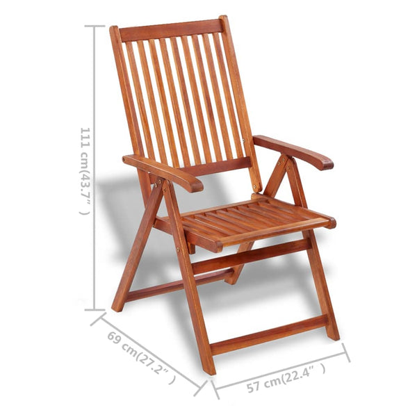 Patio Chairs Folding Garden Chairs 2 Pcs Solid Acacia Wood Brown