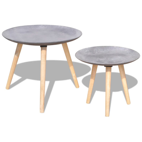 Coffee Tables Two Piece Side Table/Coffee Set 55 Cm&44 Concrete Grey