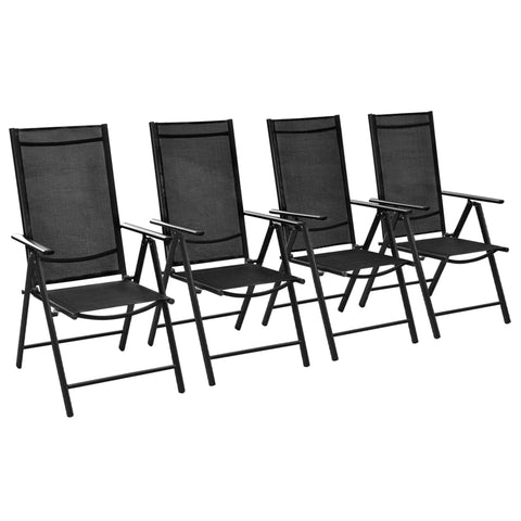 Patio Chairs Folding Garden Chairs 4 Pcs Aluminium And Textilene Black