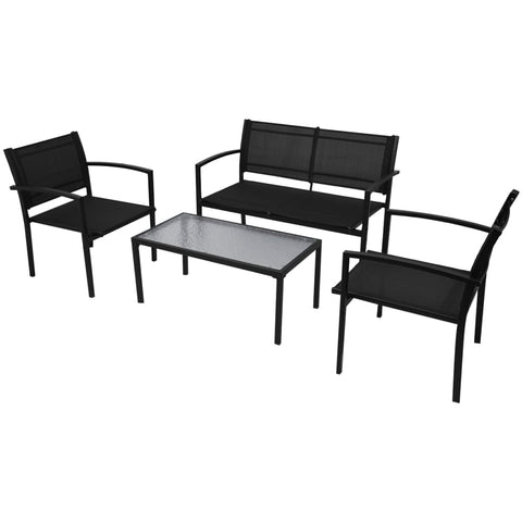 Patio Furniture Sets 4 Piece Garden Lounge Set Textilene Black