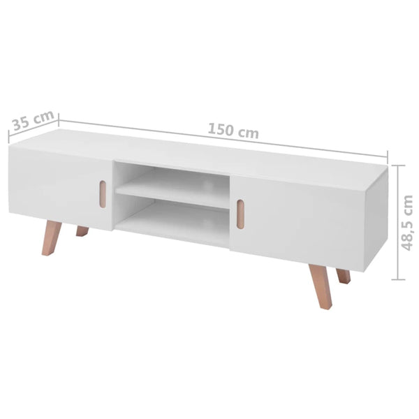 Tv Stand Mdf 150X35x48.5 Cm High Gloss White