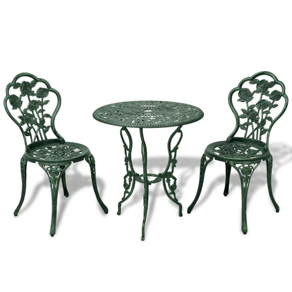 Patio Furniture Sets 3 Piece Bistro Set Cast Aluminium Green