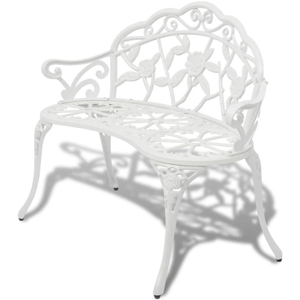 Garden Bench 100 Cm Cast Aluminium White