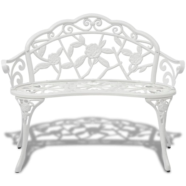 Garden Bench 100 Cm Cast Aluminium White