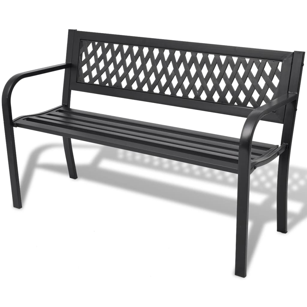 Patio Benches Garden Bench 118 Cm Steel Black