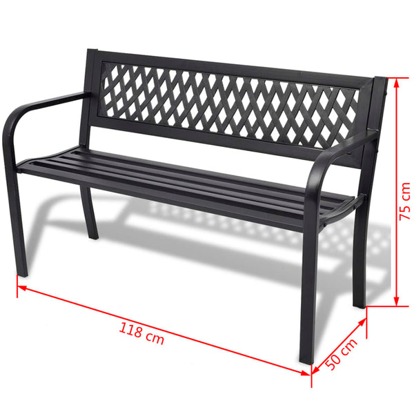 Patio Benches Garden Bench 118 Cm Steel Black