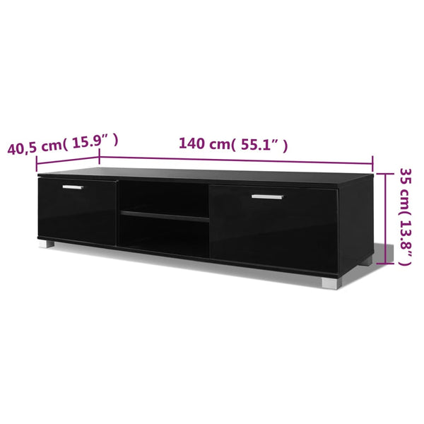 TV Stands & Entertainment Units Tv Cabinet High Gloss Black 140X40.3X34.7 Cm