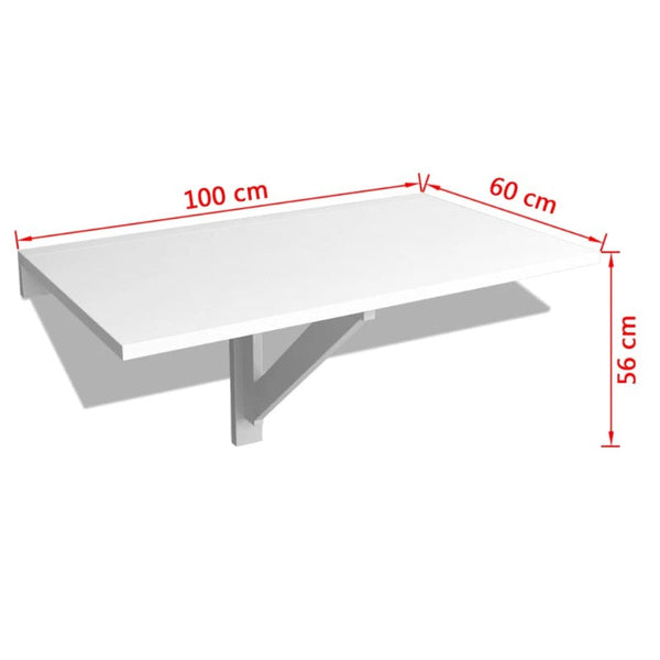 Tables Folding Wall Table White 100X60 Cm