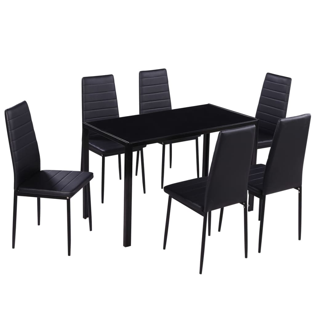 Dining Sets Seven Piece Dining Table Set Black