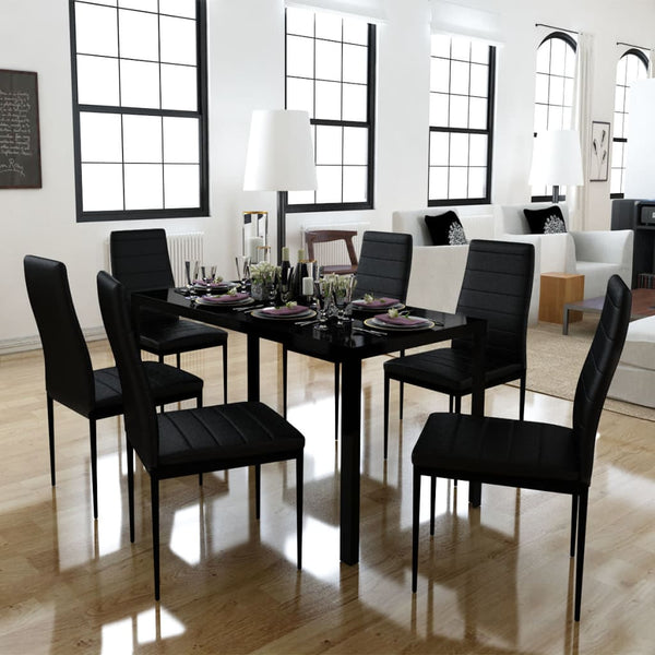 Dining Sets Seven Piece Dining Table Set Black