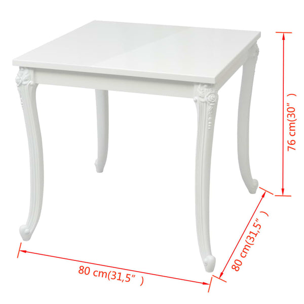 Dining Tables Dining Table 80X80x76 Cm High Gloss White