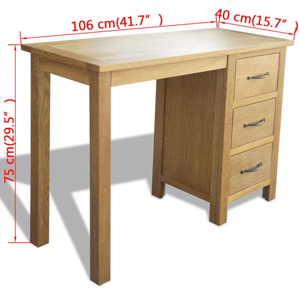 Home Office Desks Desk With 3 Drawers 106X40x75 Cm Solid Oak Wood