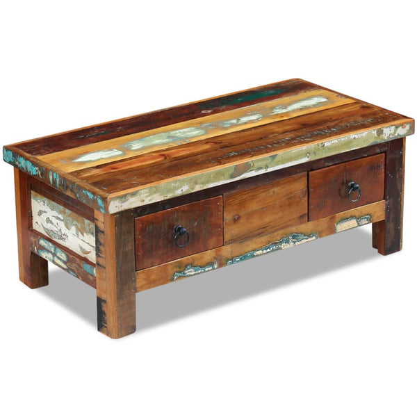 Coffee Tables Coffee Table Drawers Solid Reclaimed Wood 90X45x35 Cm