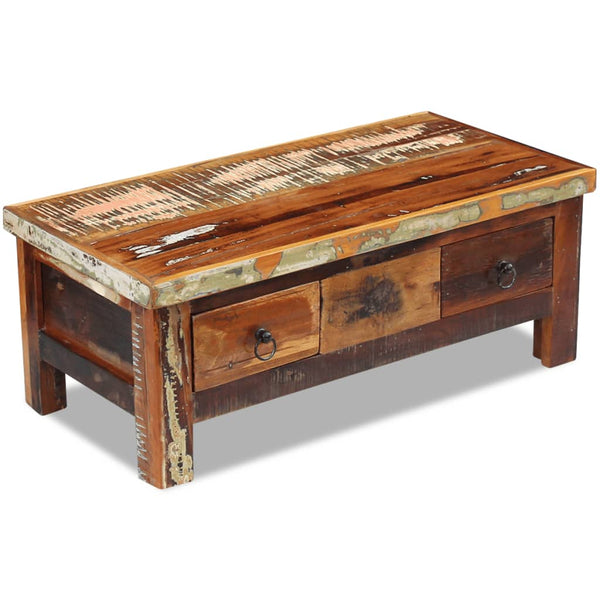 Coffee Tables Coffee Table Drawers Solid Reclaimed Wood 90X45x35 Cm