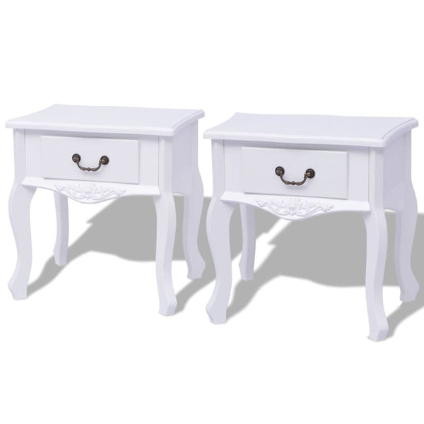 Bedside Tables Bedside Cabinets 2 Pcs Mdf White