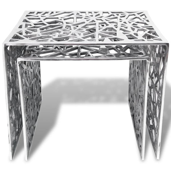 Side Tables Two Piece Square Aluminium Silver