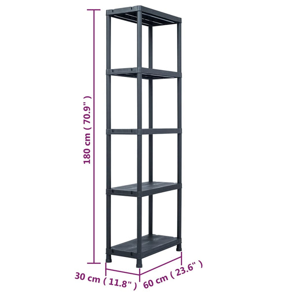 Fence Panels Storage Shelf Rack Black 125 Kg Plastic