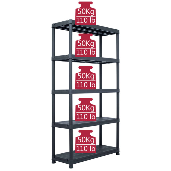 Fence Panels Storage Shelf Rack Black 125 Kg Plastic