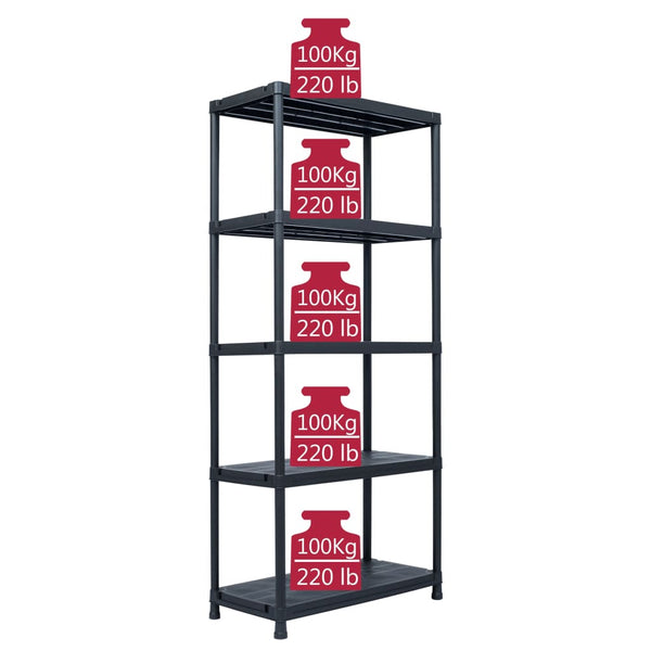 Fence Panels Storage Shelf Rack Black 125 Kg Plastic