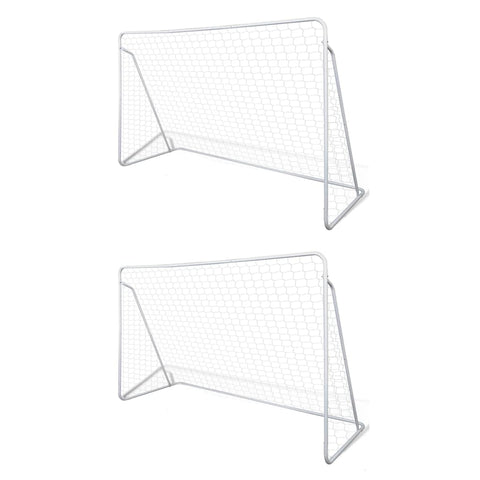 Soccer Goals Football Goal Nets Steel 2 Pcs 240X90x150 Cm