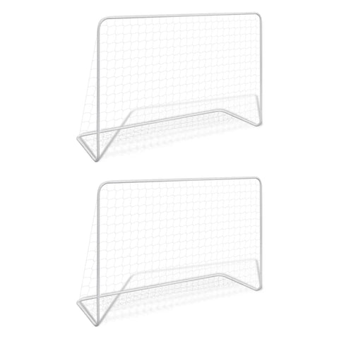 Soccer Goals Football Goals 2 Pcs With Nets 182X61x122 Cm Steel White