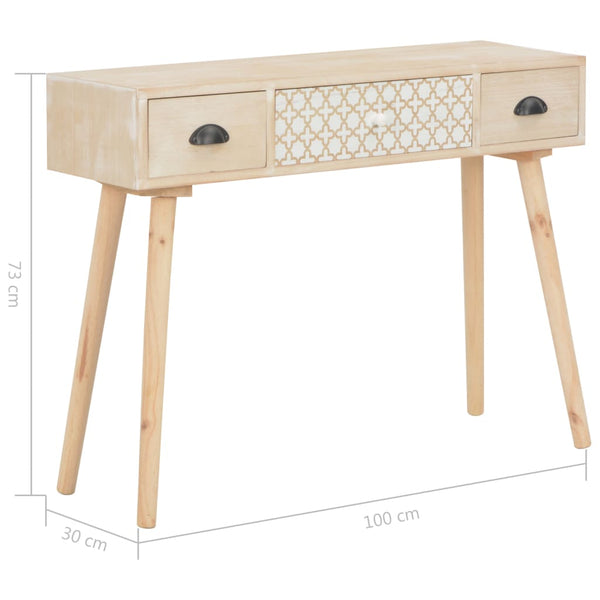 Hall Tables Console Table With 3 Drawers 100X30x73 Cm Solid Pinewood