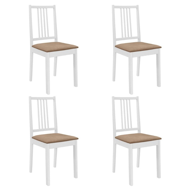 Dining Chairs With Cushions 4 Pcs White Solid Wood