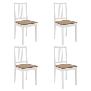 Dining Chairs With Cushions 4 Pcs White Solid Wood